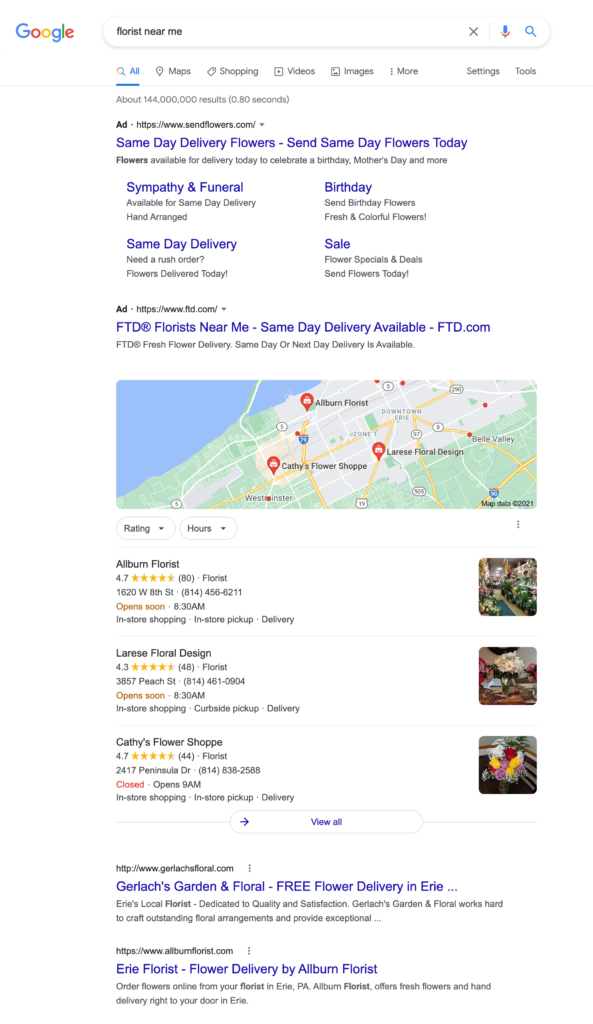 local search results analysis 